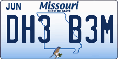 MO license plate DH3B3M