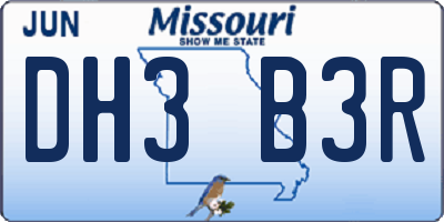 MO license plate DH3B3R
