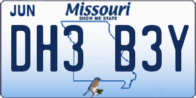 MO license plate DH3B3Y