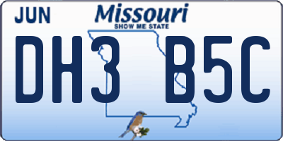 MO license plate DH3B5C
