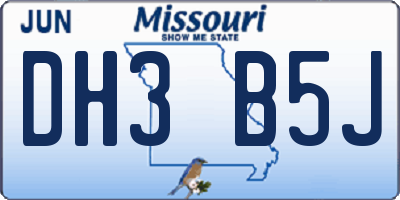 MO license plate DH3B5J