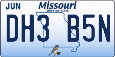 MO license plate DH3B5N