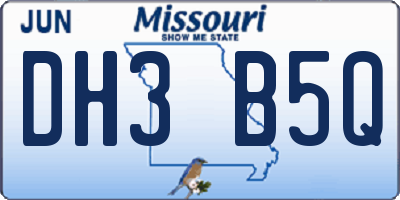 MO license plate DH3B5Q