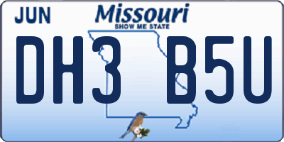 MO license plate DH3B5U