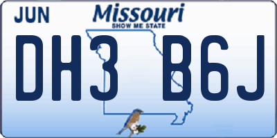 MO license plate DH3B6J
