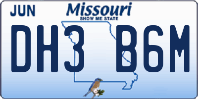 MO license plate DH3B6M