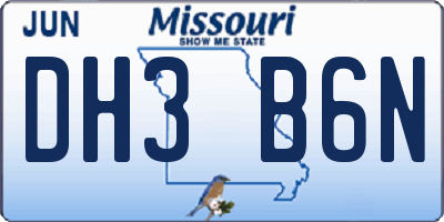MO license plate DH3B6N