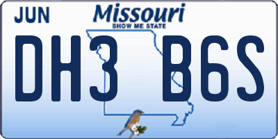 MO license plate DH3B6S