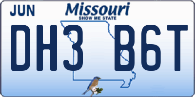 MO license plate DH3B6T