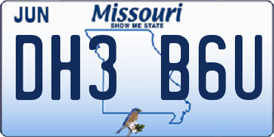 MO license plate DH3B6U