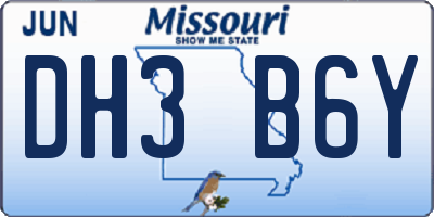 MO license plate DH3B6Y