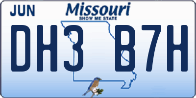 MO license plate DH3B7H