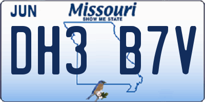 MO license plate DH3B7V