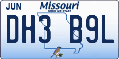 MO license plate DH3B9L