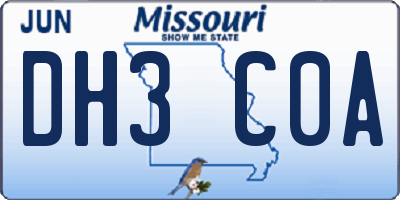 MO license plate DH3C0A