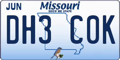 MO license plate DH3C0K