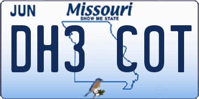MO license plate DH3C0T