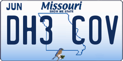 MO license plate DH3C0V