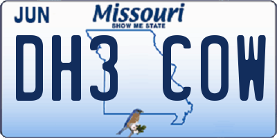 MO license plate DH3C0W