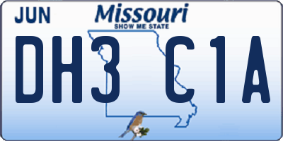 MO license plate DH3C1A