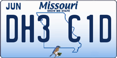 MO license plate DH3C1D