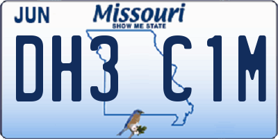 MO license plate DH3C1M