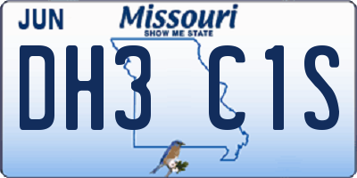MO license plate DH3C1S