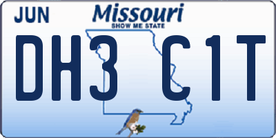 MO license plate DH3C1T