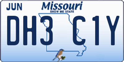 MO license plate DH3C1Y