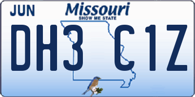 MO license plate DH3C1Z