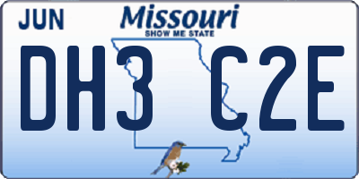 MO license plate DH3C2E