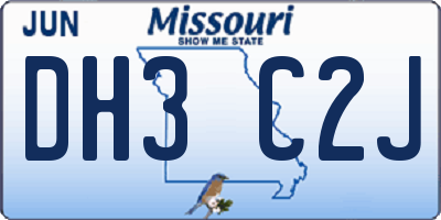MO license plate DH3C2J