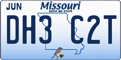 MO license plate DH3C2T