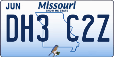 MO license plate DH3C2Z