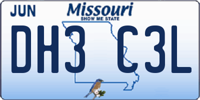 MO license plate DH3C3L