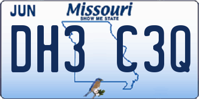 MO license plate DH3C3Q
