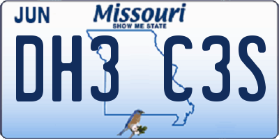 MO license plate DH3C3S