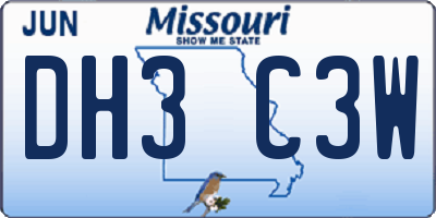 MO license plate DH3C3W