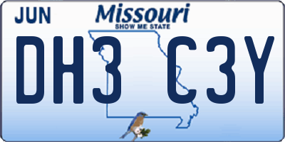MO license plate DH3C3Y
