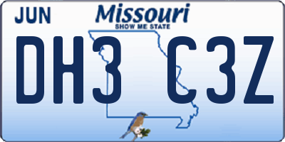 MO license plate DH3C3Z
