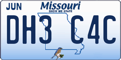 MO license plate DH3C4C