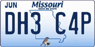 MO license plate DH3C4P