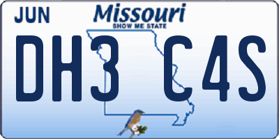 MO license plate DH3C4S