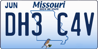 MO license plate DH3C4V