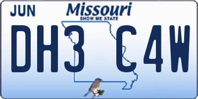 MO license plate DH3C4W