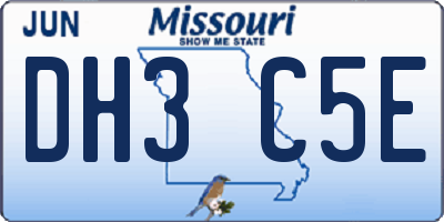 MO license plate DH3C5E