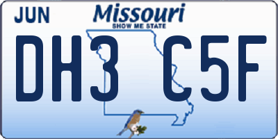 MO license plate DH3C5F