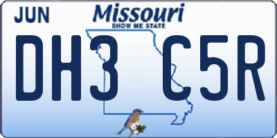 MO license plate DH3C5R