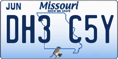 MO license plate DH3C5Y