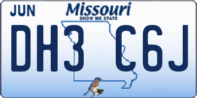 MO license plate DH3C6J